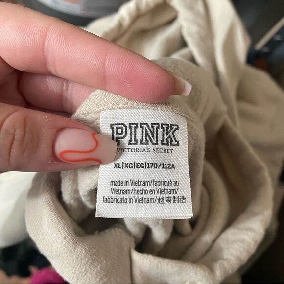 Victoria's Secret PINK Cream Pullover Cozy Hoodie Sweatshirt - Picture 4 of 4